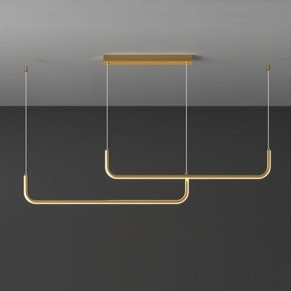 Hanglamp LED Aluminium Zwart Modern Eetkamer Woonkamer Dimbaar Lineaire Pendellamp Minimalistische Plafondlamp Tafel