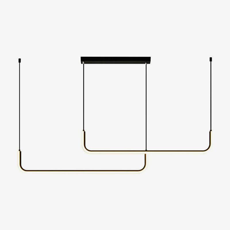 Hanglamp LED Aluminium Zwart Modern Eetkamer Woonkamer Dimbaar Lineaire Pendellamp Minimalistische Plafondlamp Tafel