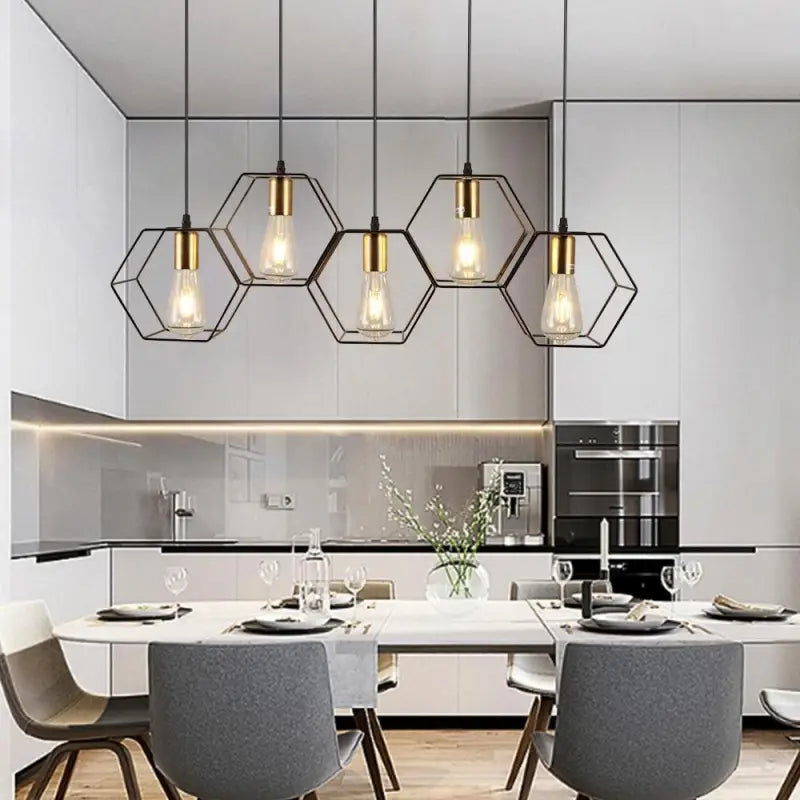 Hanglamp Industrieel Metaal Zwart 35-Lichts Honingraat Hexagon G9 LED Eetkamer Loft