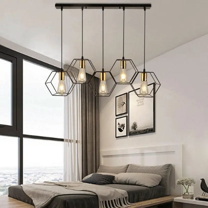 Hanglamp Industrieel Metaal Zwart 35-Lichts Honingraat Hexagon G9 LED Eetkamer Loft