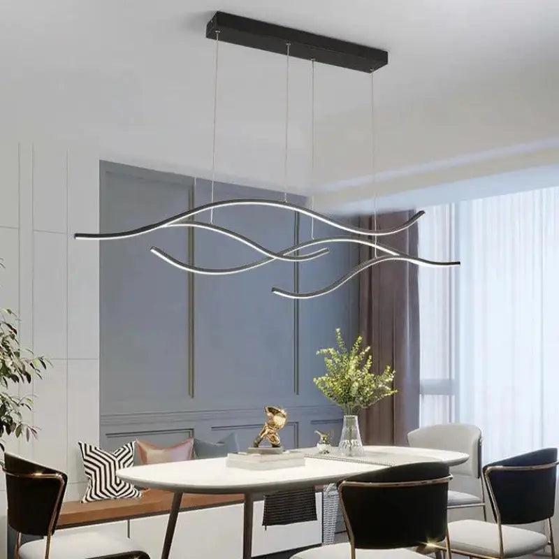Hanglamp Vague Modern LED Aluminium Acryl Goud Zwart 120cm