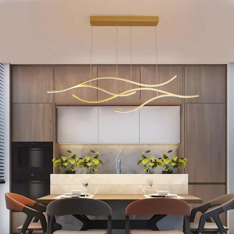 Hanglamp Vague Modern LED Aluminium Acryl Goud Zwart 120cm