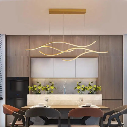 Hanglamp Vague Modern LED Aluminium Acryl Goud Zwart 120cm