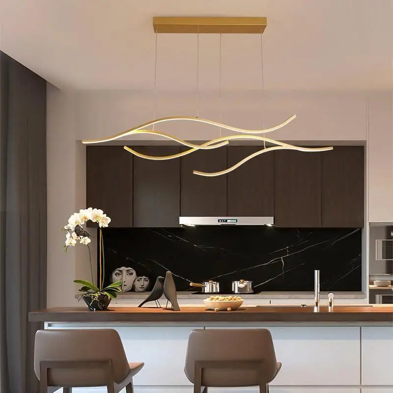 Hanglamp Vague Modern LED Aluminium Acryl Goud Zwart 120cm