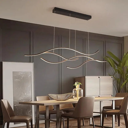 Hanglamp Vague Modern LED Aluminium Acryl Goud Zwart 120cm