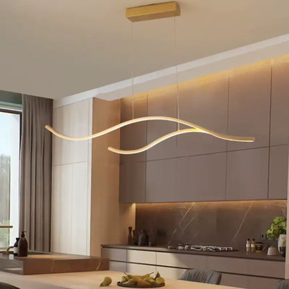 Hanglamp Vague Modern LED Aluminium Acryl Goud Zwart 120cm