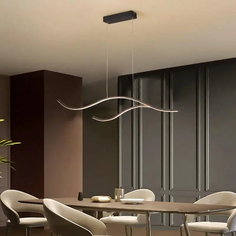 Hanglamp Vague Modern LED Aluminium Acryl Goud Zwart 120cm