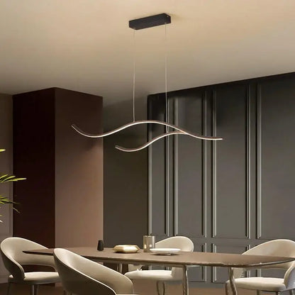 Hanglamp Vague Modern LED Aluminium Acryl Goud Zwart 120cm