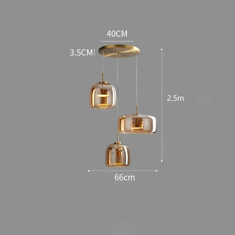 Nordische Hanglamp Glas LED Cognac Rookgrijs Scandinavisch
