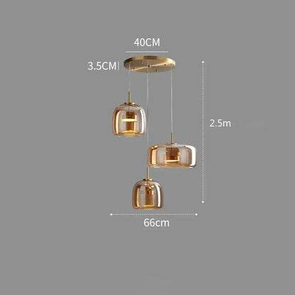 Nordische Hanglamp Glas LED Cognac Rookgrijs Scandinavisch