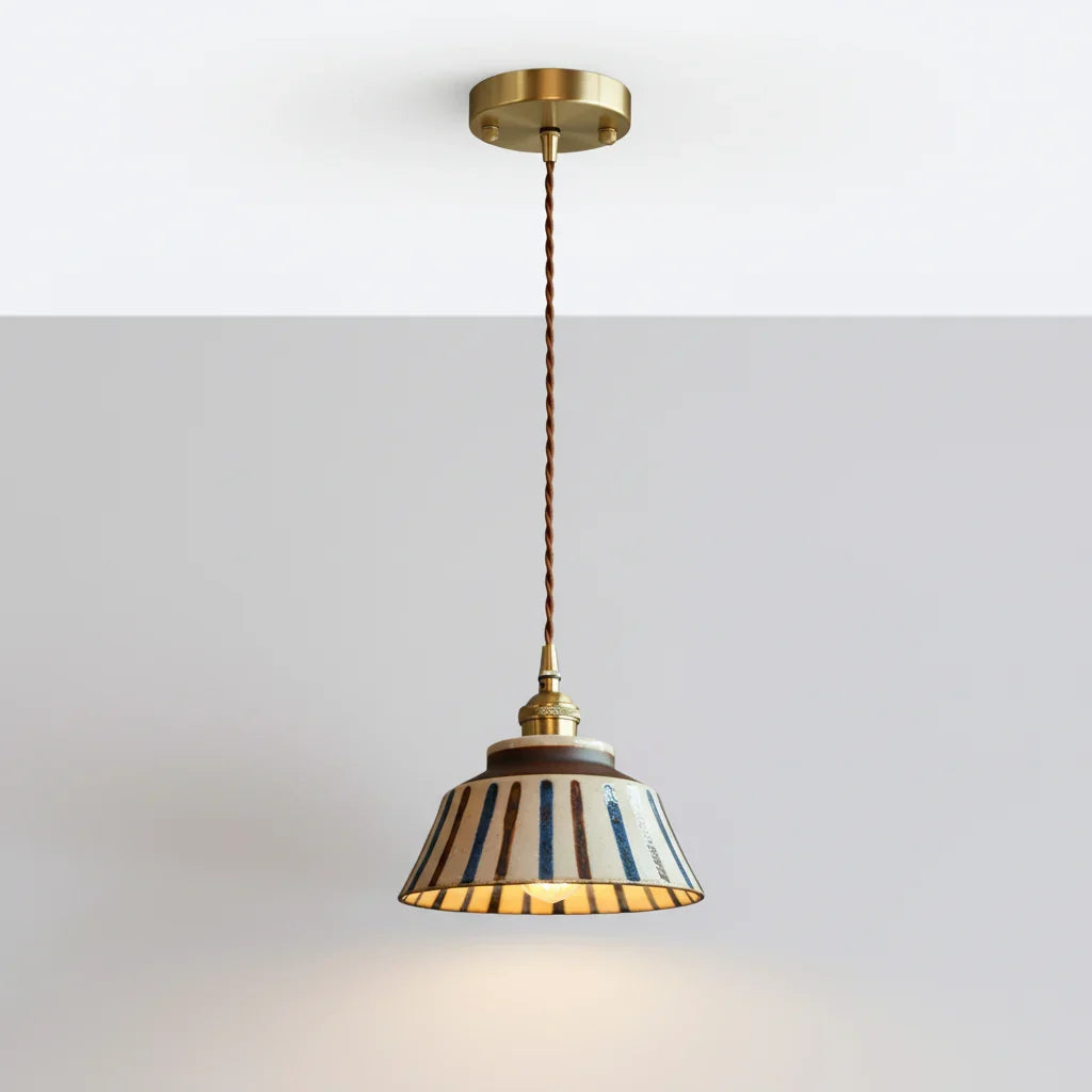 Keramiek Hanglamp Handgeschilderd Koper Blauw Naturel E27 Woonkamer Eetkamer Japandi Retro Scandinavisch