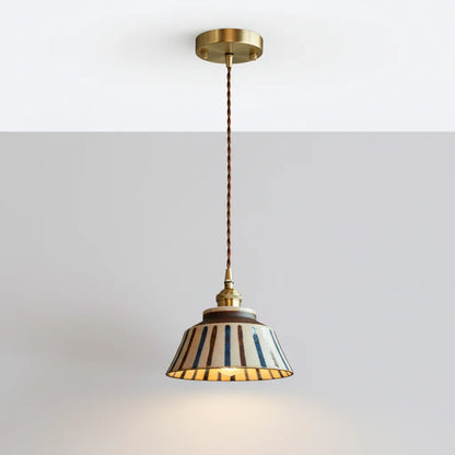 Keramiek Hanglamp Handgeschilderd Koper Blauw Naturel E27 Woonkamer Eetkamer Japandi Retro Scandinavisch