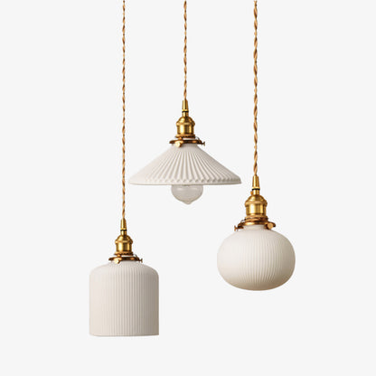 Retro Hanglamp met Witte Keramische Kap – Moderne LED Verlichting voor Woonkamer en Slaapkamer