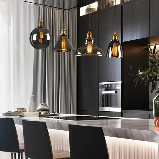 Hanglamp Rookglas Modern Metaal Zwart Goud E27 Industriële Verlichting
