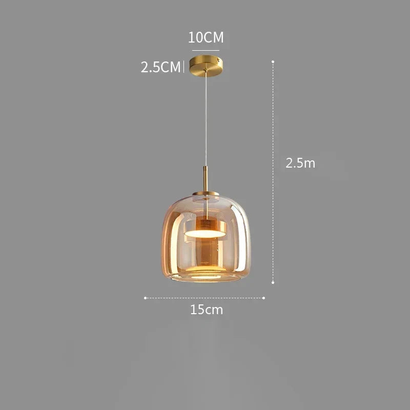 Nordische Hanglamp Glas LED Cognac Rookgrijs Scandinavisch