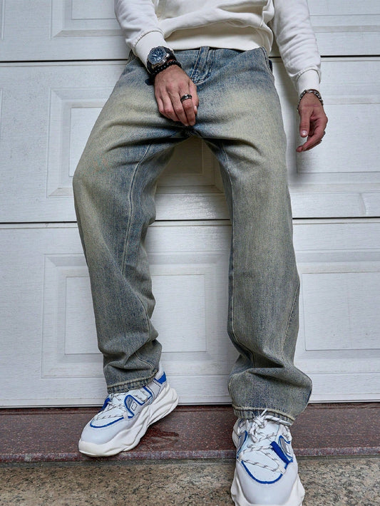 Donkerblauwe Heren Jeans Straight Fit Slim Model - StudioMarella