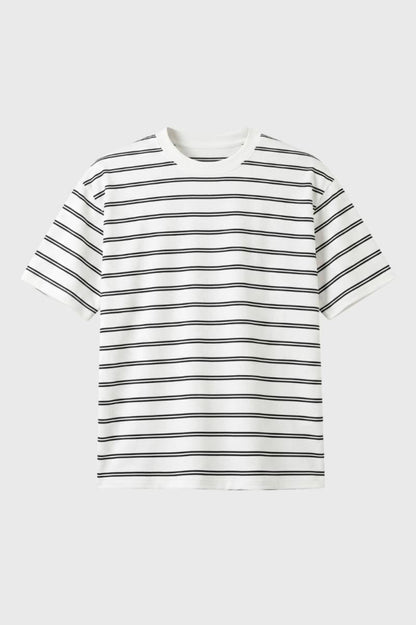 T-shirt Heren - Gestreept Oversized | Korte Mouwen — Gestreept Wit