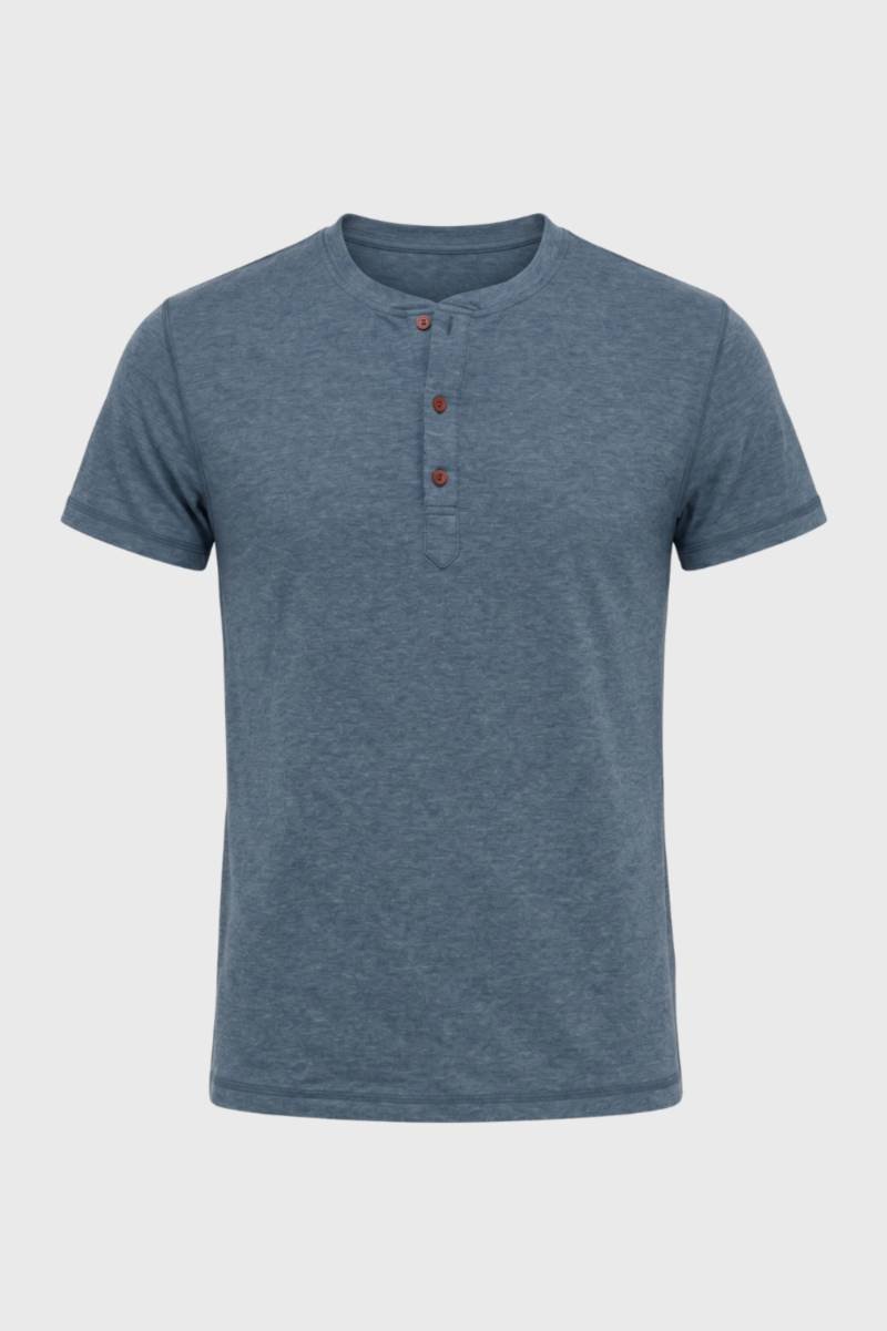 T-Shirt Heren - Henley met Knoopsluiting | Casual Stijl — Grijsblauw