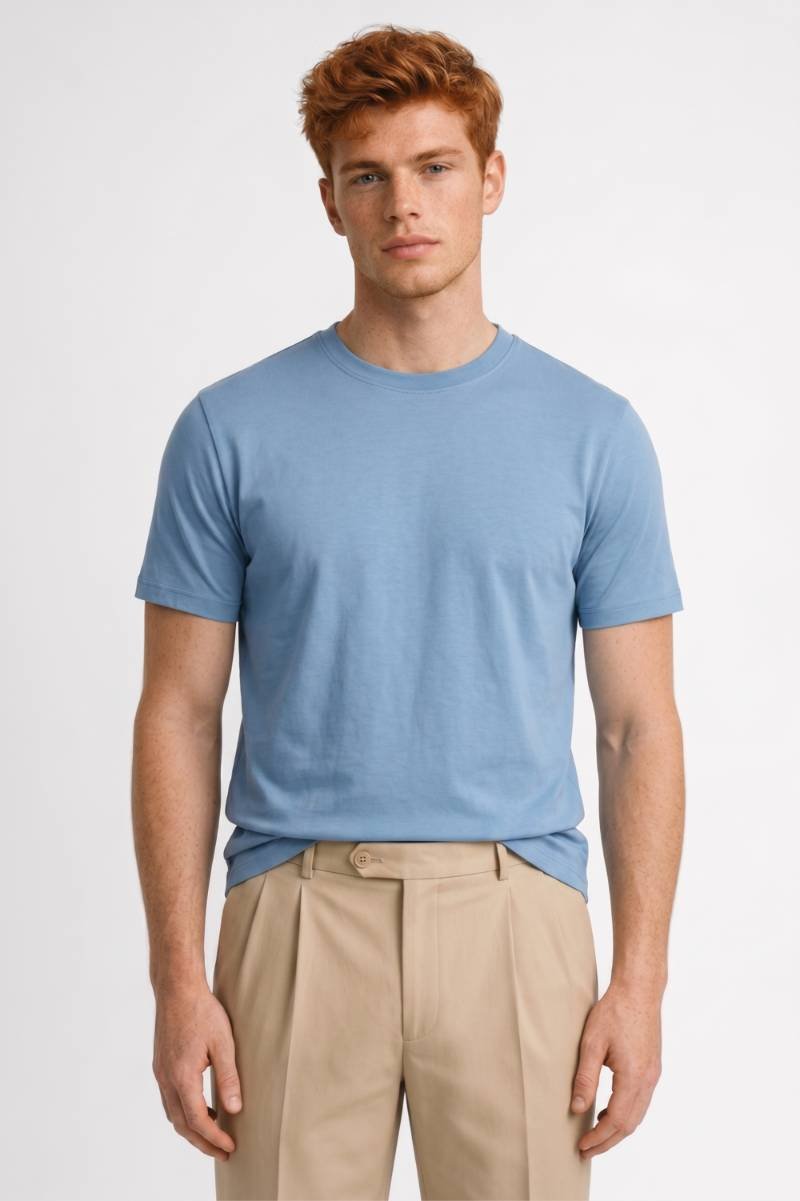 T-shirt Heren - Klassieke Ronde Hals | Comfortabele Pasvorm — Lichtblauw