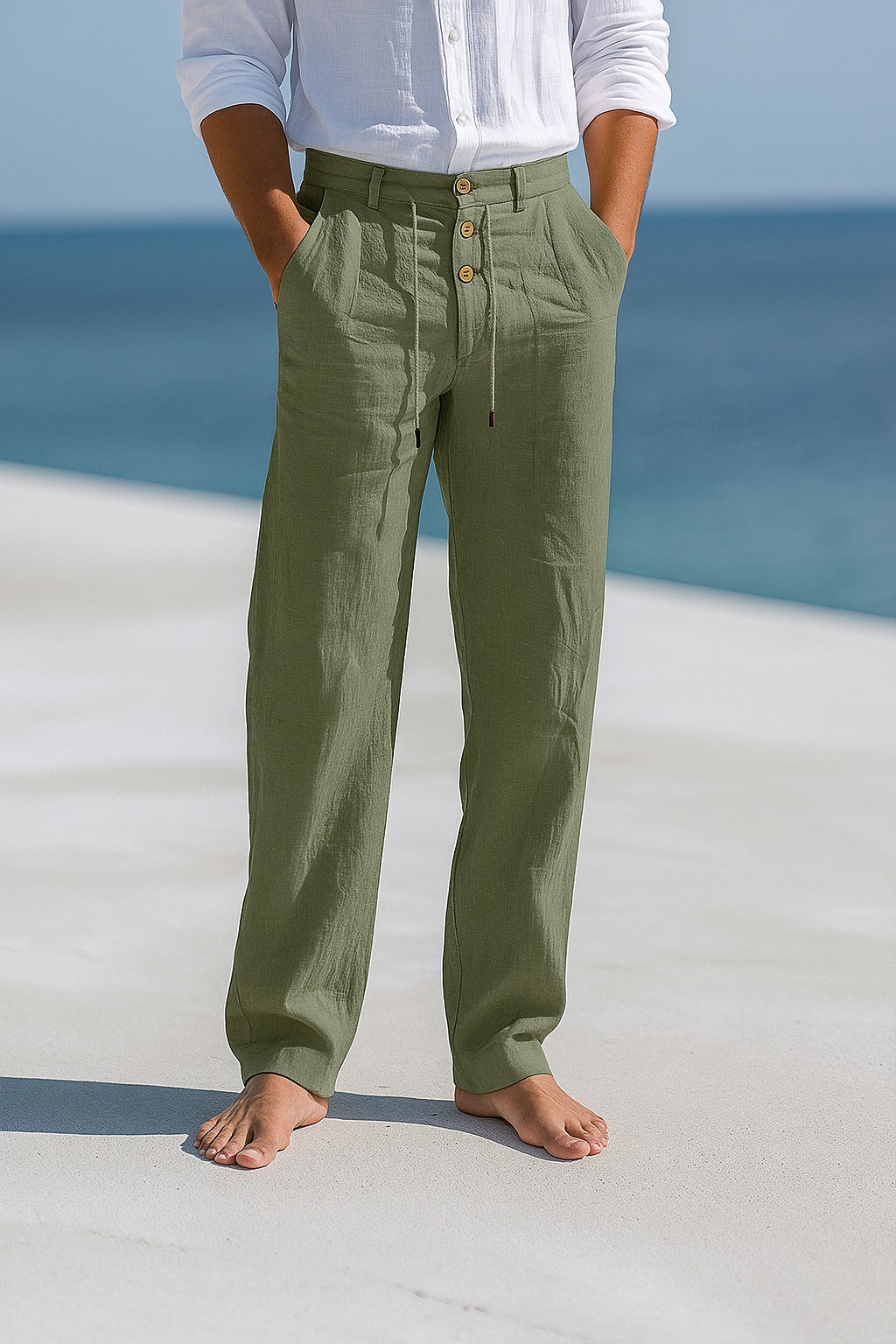 Linnen Broek Heren Zomer Comfortabele Strandbroek