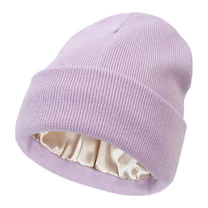 Zijden Wintermuts Dames Wol Voering Haarbescherming Ademend Windbestendig Warm Winteraccessoire Mode