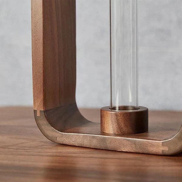 Glazen Vaas voor Stekjes met Houten Standaard – Decoratieve Propagator voor Planten