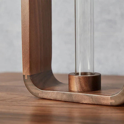 Glazen Vaas voor Stekjes met Houten Standaard – Decoratieve Propagator voor Planten