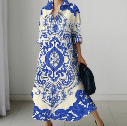 Damesjurk Bloemenprint Zomerjurk Vrouwelijk Model