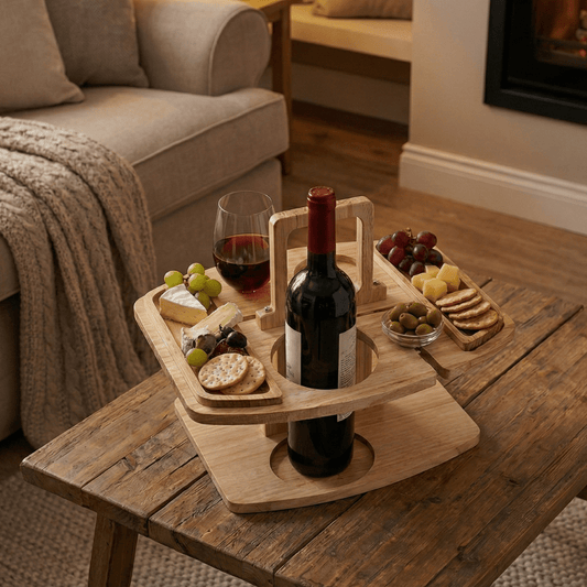 Houten Wijntafel voor Picknick & Aperitief | Luxe Wijn- en Borreltafel voor Buiten
