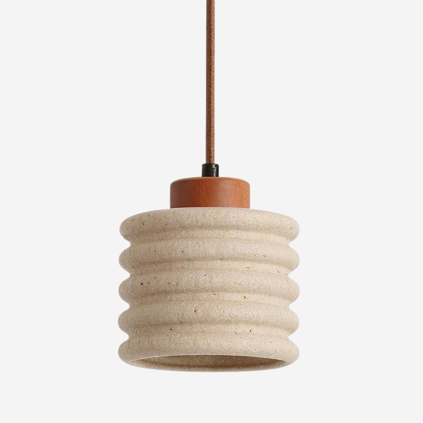 Hanglamp Travertin Hout Beige Geribbeld 13cm E27