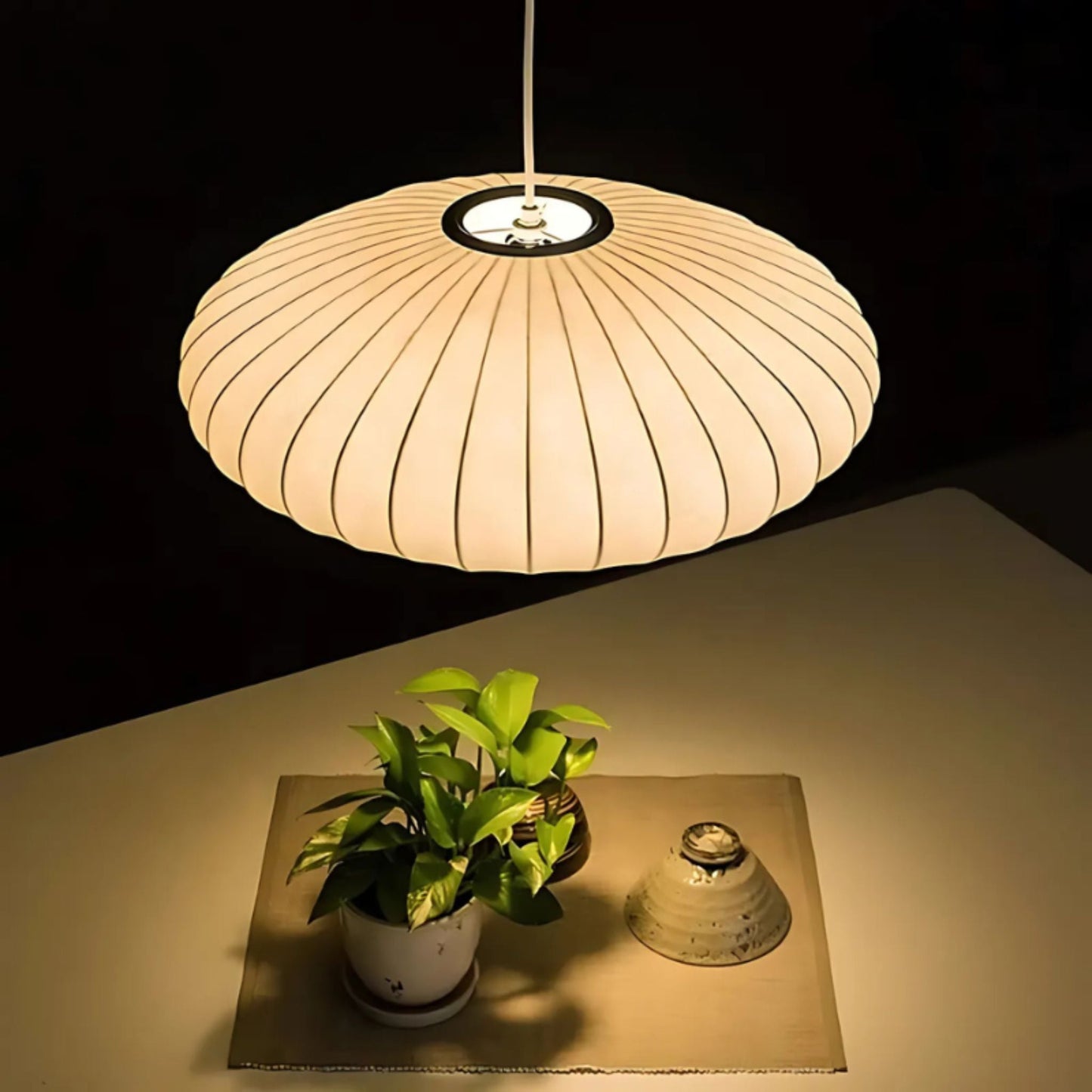 Hanglamp Ribbel Rond Cacoon Materiaal Crème Modern Design