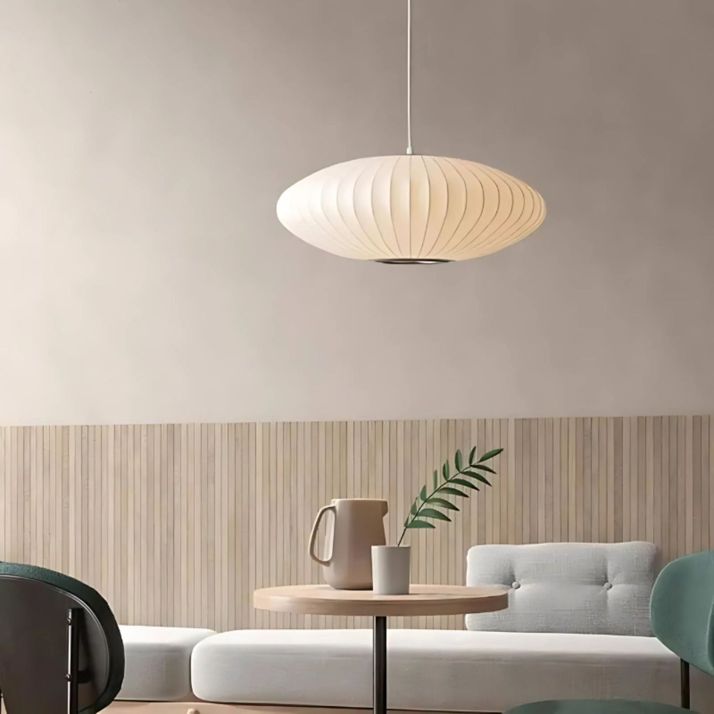 Hanglamp Ribbel Rond Cacoon Materiaal Crème Modern Design
