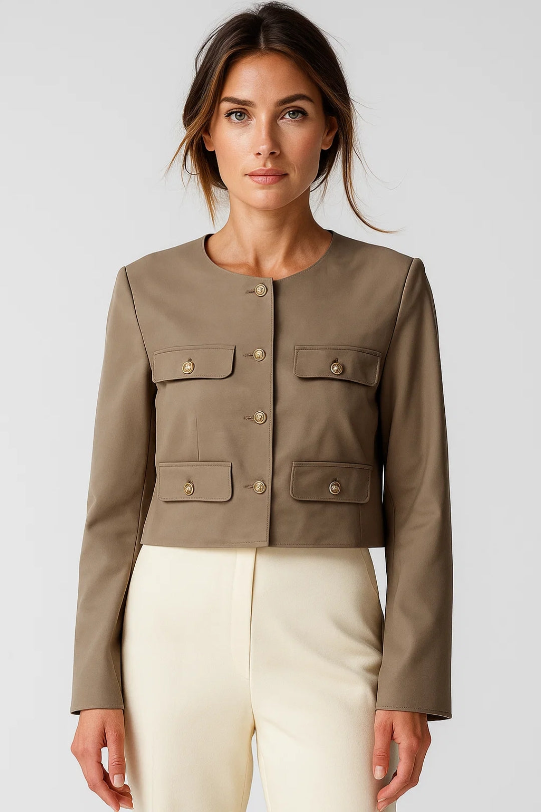 Dames Blazer Kort Model met Gouden Knopen Elegant - StudioMarella
