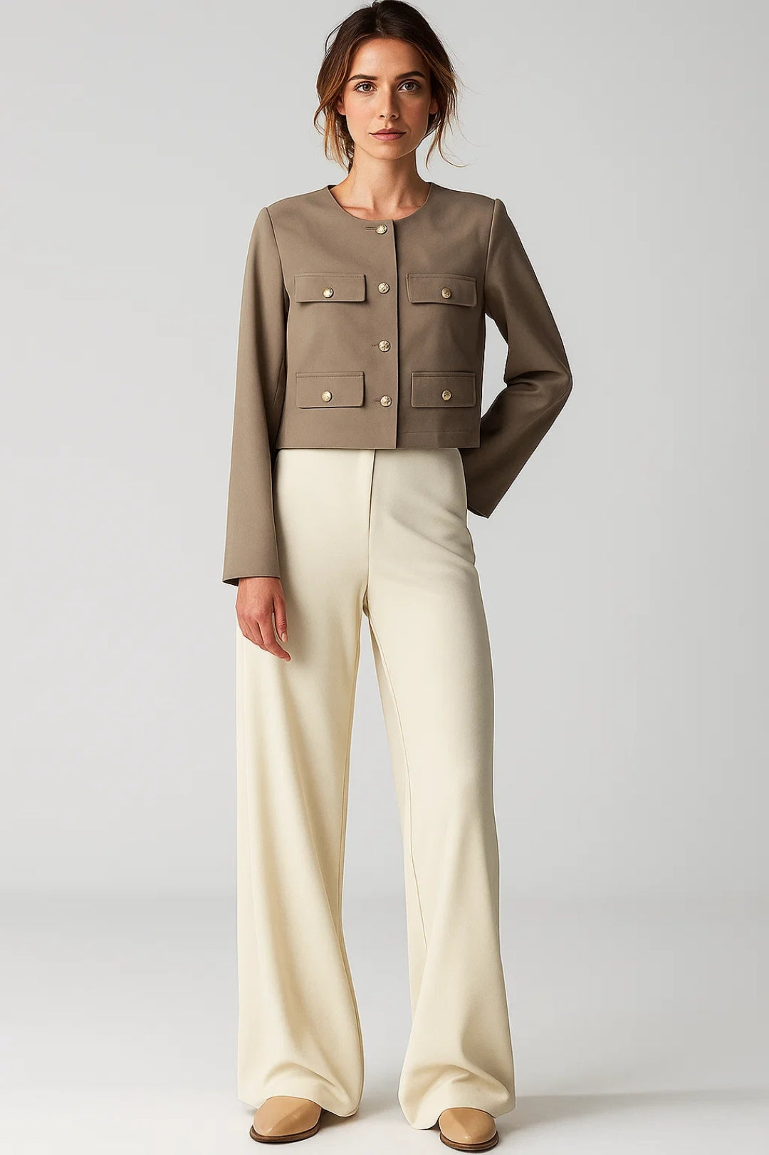 Dames Blazer Kort Model met Gouden Knopen Elegant