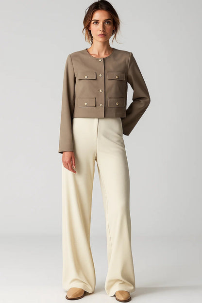 Dames Blazer Kort Model met Gouden Knopen Elegant