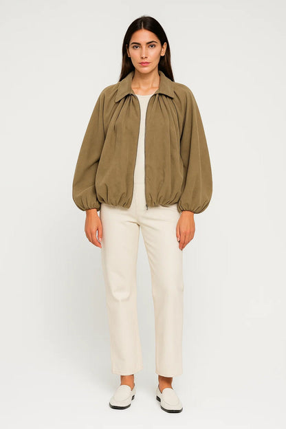 Dames Tussenjas Oversized met Ballonmouwen Casual Stijl