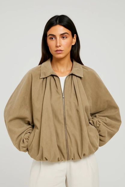 Dames Tussenjas Oversized met Ballonmouwen Casual Stijl
