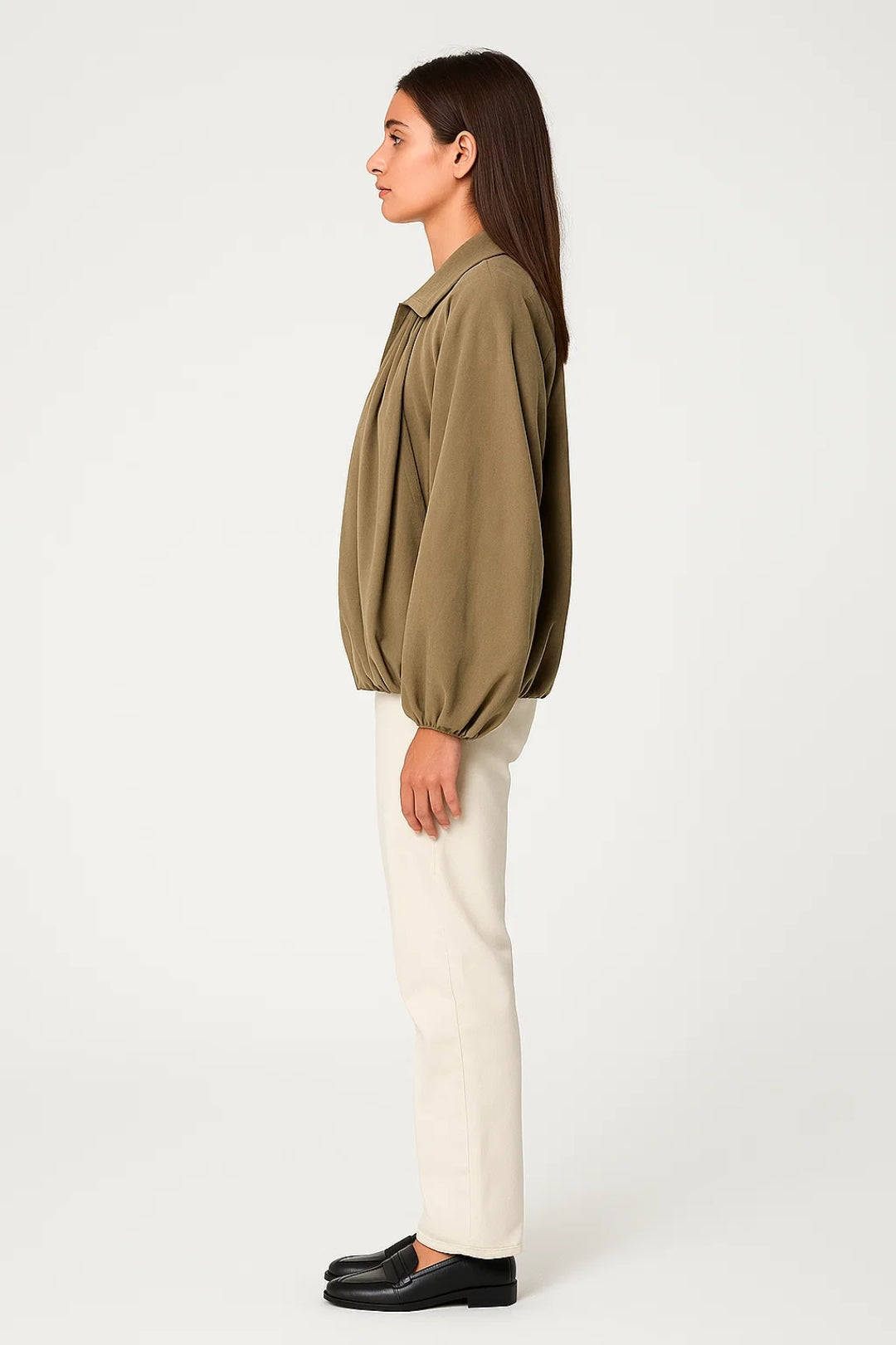 Dames Tussenjas Oversized met Ballonmouwen Casual Stijl