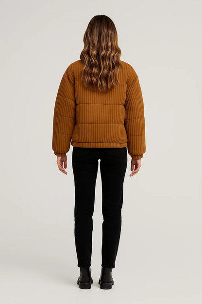 Korte Pufferjas Dames Warm en Trendy Ribstructuur