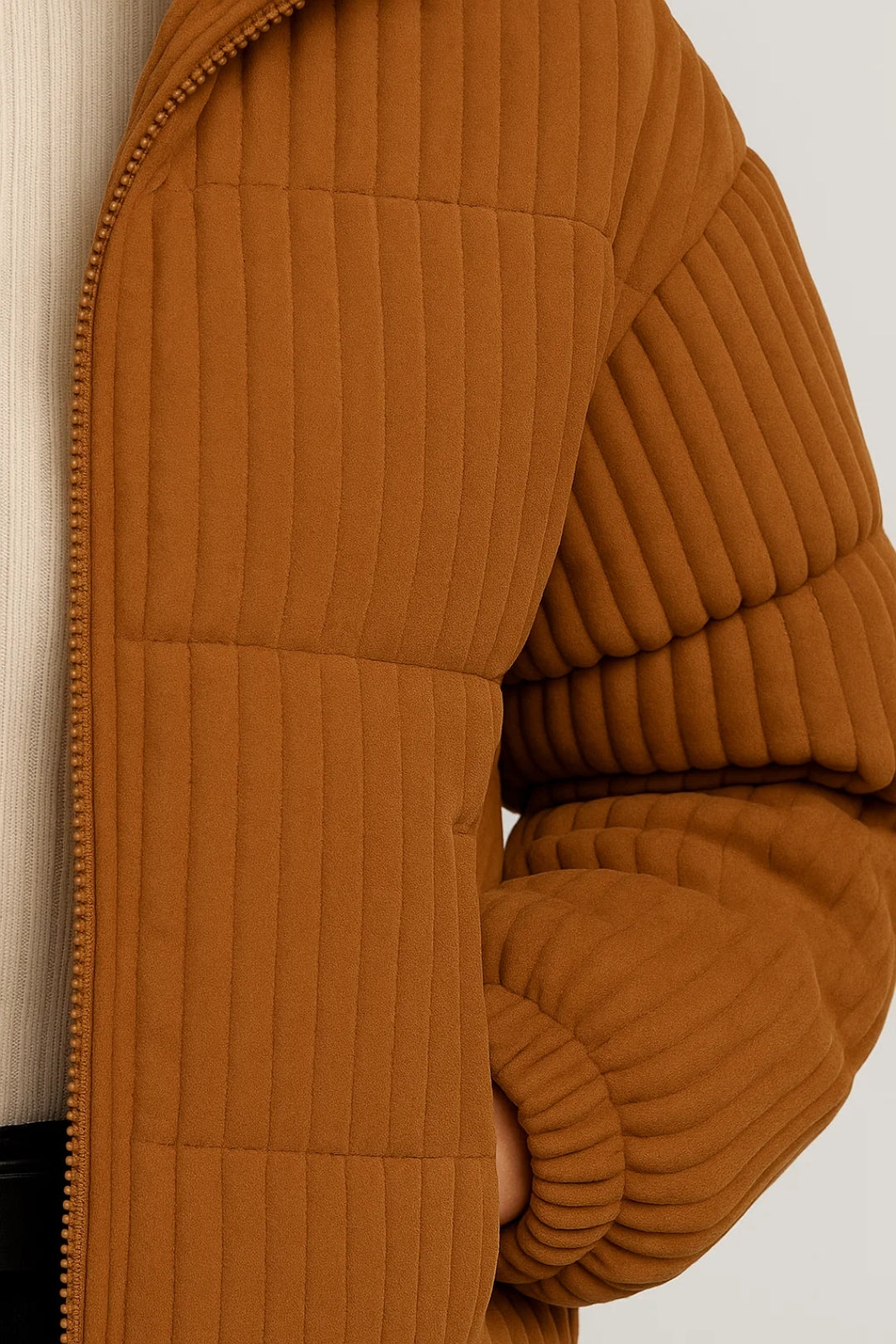Korte Pufferjas Dames Warm en Trendy Ribstructuur