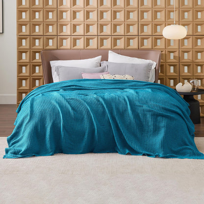 Lichtgewicht Katoenen Wafelplaid Tweepersoonsbed Zacht Ademend Deken Scandinavisch Design 90x90 cm Woonkamer