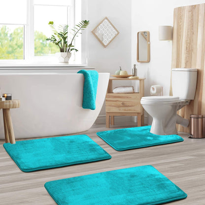 Badmat Set 3 Stuks Memory Foam Fluweel Grijs Antislip Badkamer Douche Toilet Matten Absorberend Zacht Wasbaar