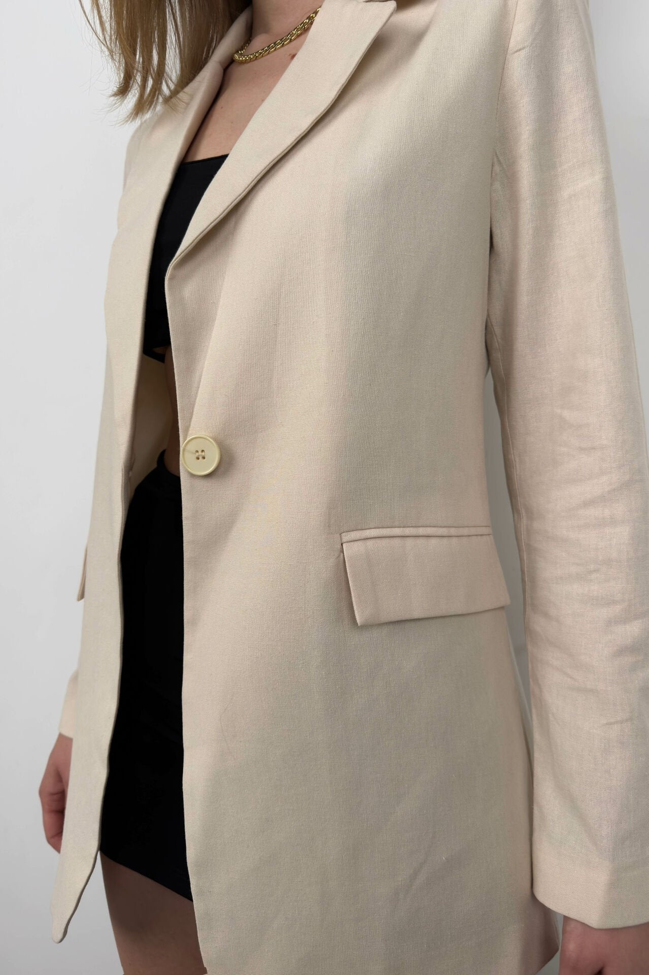 Vrouwen Blazer Linnen Stijlvol Modern Pastelkleur
