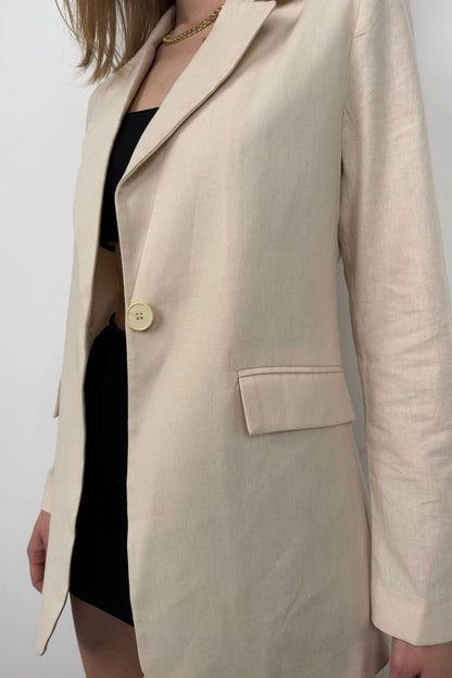 Vrouwen Blazer Linnen Stijlvol Modern Pastelkleur