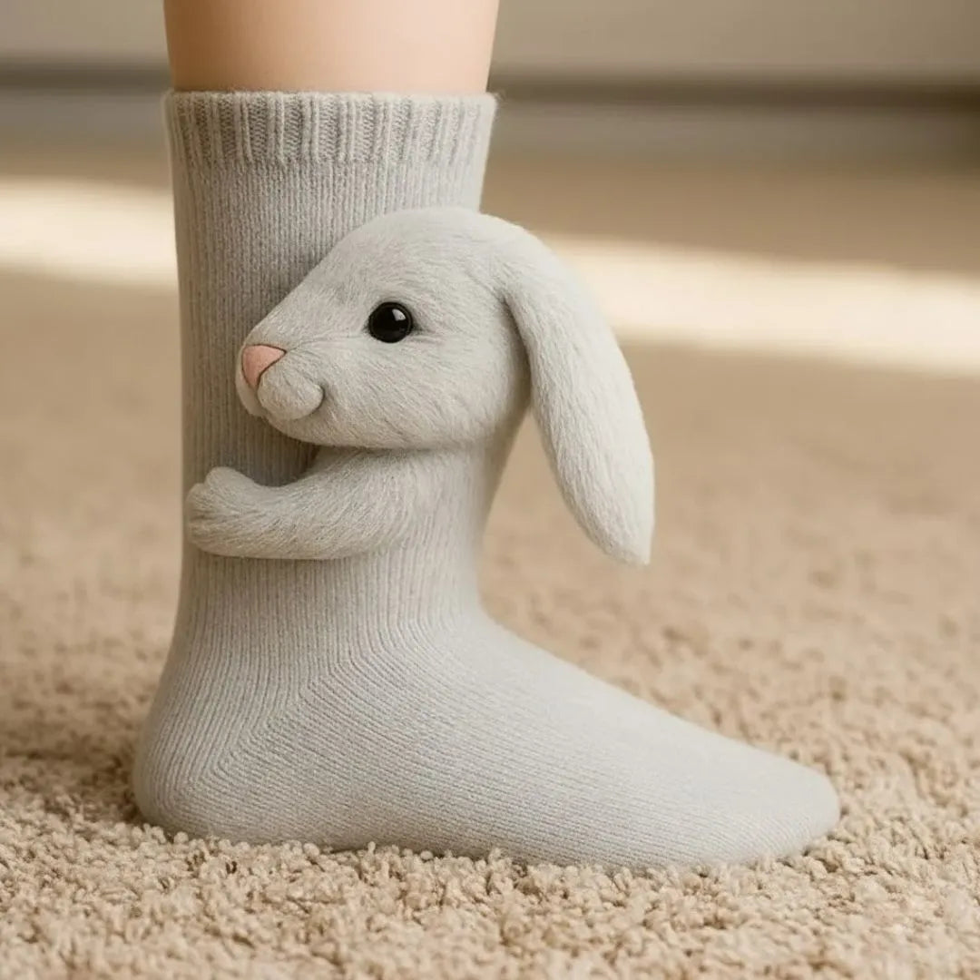 Pluche Verwarmde Sokken met Diermotief voor Koude Voeten Winter Cadeau