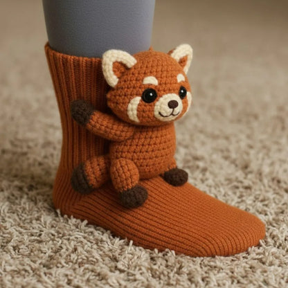Pluche Verwarmde Sokken met Diermotief voor Koude Voeten Winter Cadeau
