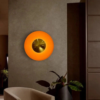 Japandi Ronde Wandlamp IJzer LED 9W Oranje Goud Woonkamer Slaapkamer Modern Minimalistisch
