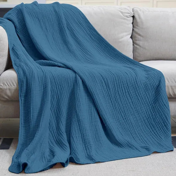 Zachte Mousseline Plaid Licht Katoenen Deken Rond Warm Pluche Woonkamer Slaapkamer