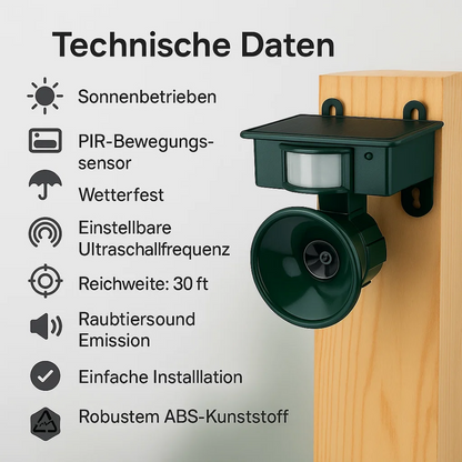 Vogelafweer Zonne-energie PIR Bewegingssensor Waterdicht Geluidsafschrikking Tuin Balkon Terras