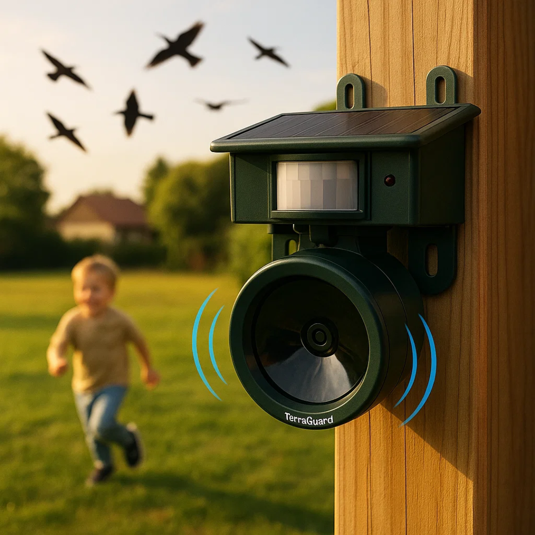 Vogelafweer Zonne-energie PIR Bewegingssensor Waterdicht Geluidsafschrikking Tuin Balkon Terras